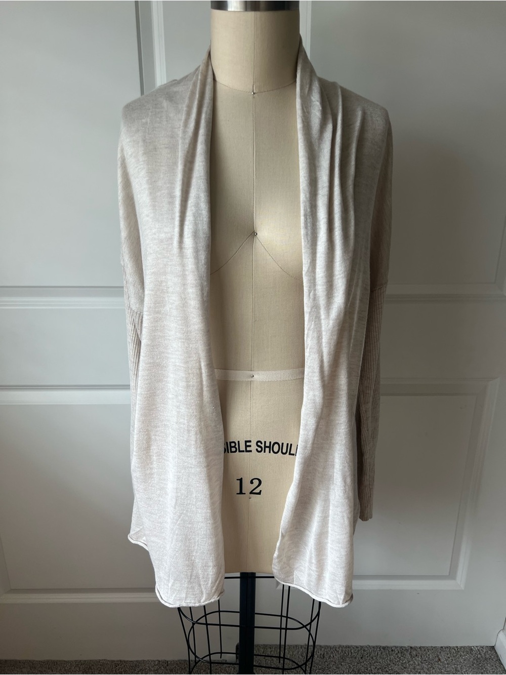 Light Beige Open-Front Women's Cardigan Sweater